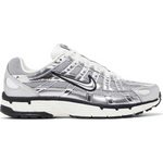 Nike P-6000 Metallic Silver sneaker with signature swoosh design.