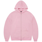 Corteiz Hybrid Jacquard Knit Alcatraz Zip Hoodie in Baby Pink.