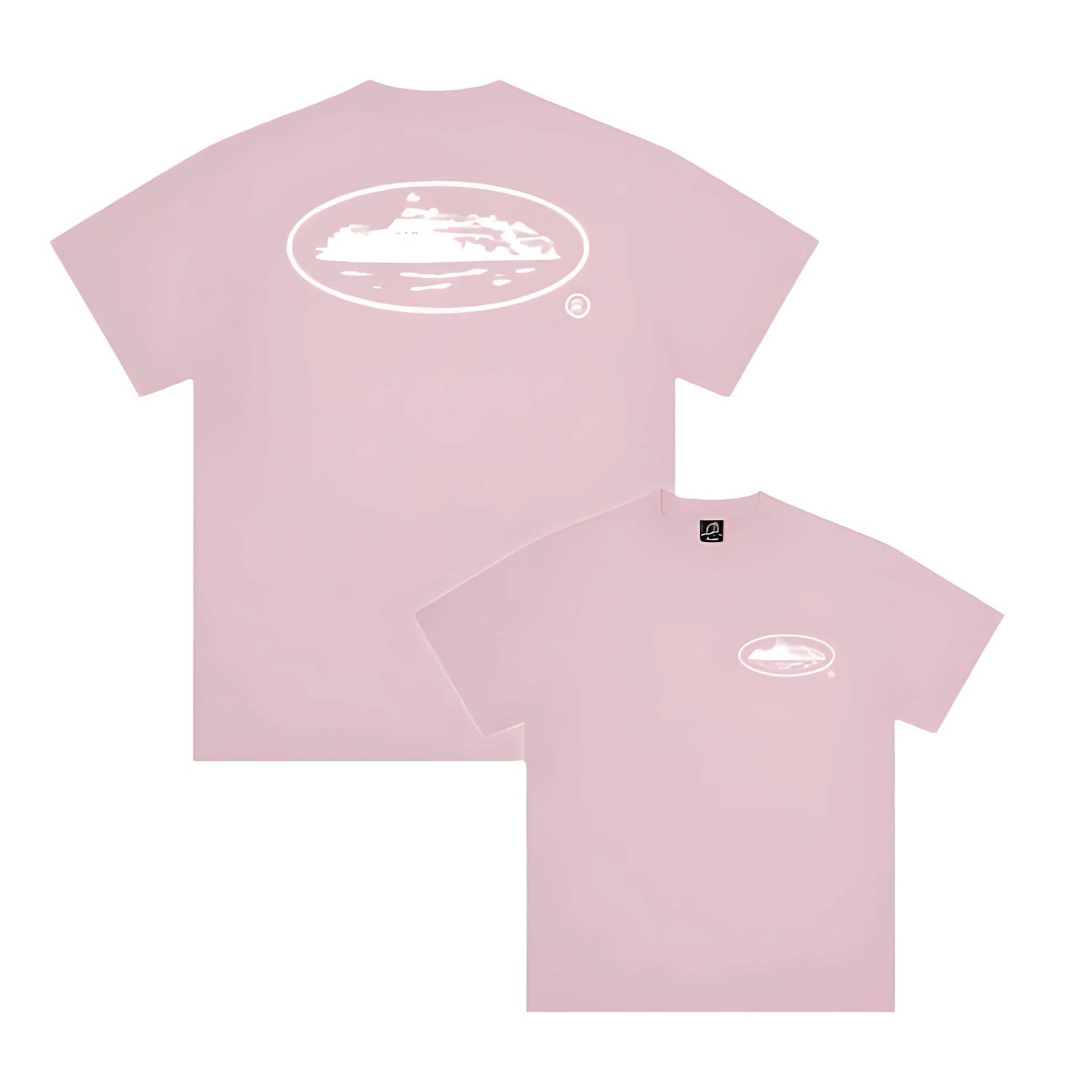 Corteiz OG Island Tee in baby pink with island graphic design.