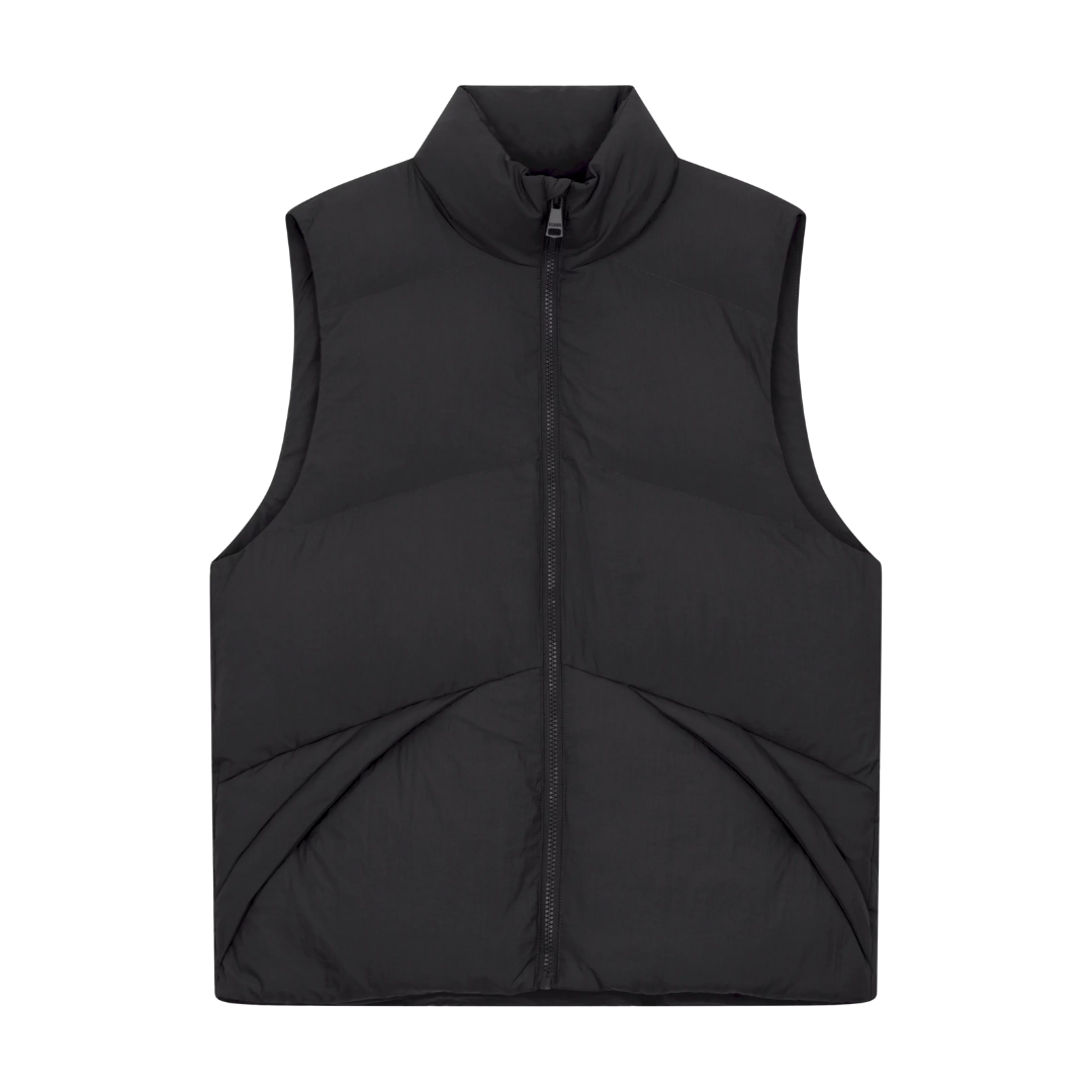 Siarr Contrast Gilet black nylon sleeveless jacket with full zip and side pockets