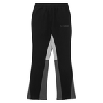 Siarr Flared Joggers Black with side slit pockets and inside leg panelling.