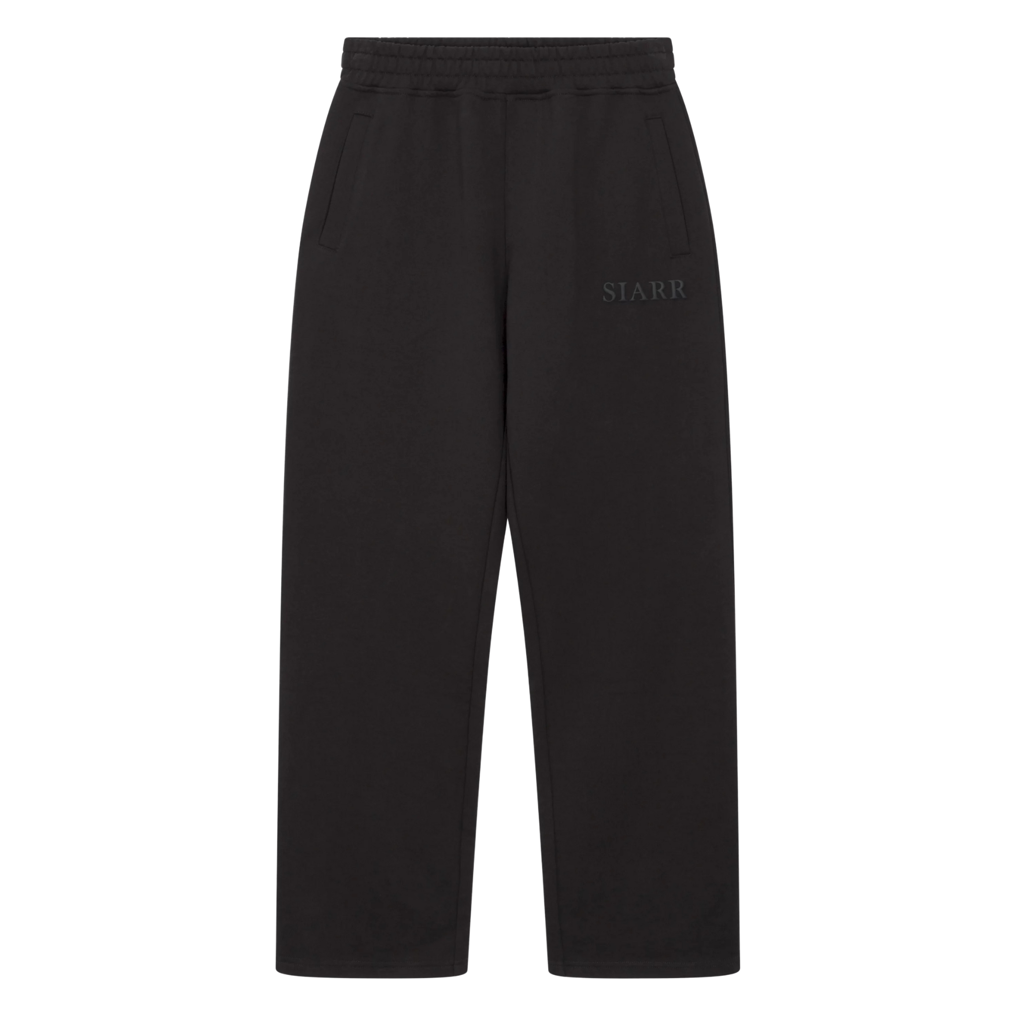 Siarr Puff Joggers Charcoal with elastic waistband and slit pockets.