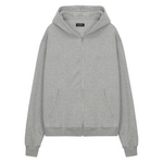 Siarr Zip Hoodie Light Grey with full zip, kangaroo pocket, 100% cotton.