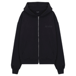 Siarr Zip Hoodie Black, regular fit, full zip, double zippers, kangaroo pocket, 100% cotton.