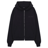 Siarr Zip Hoodie Black, regular fit, full zip, double zippers, kangaroo pocket, 100% cotton.