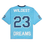Wildest Dreams blue mesh jersey with number 23 and bold lettering design