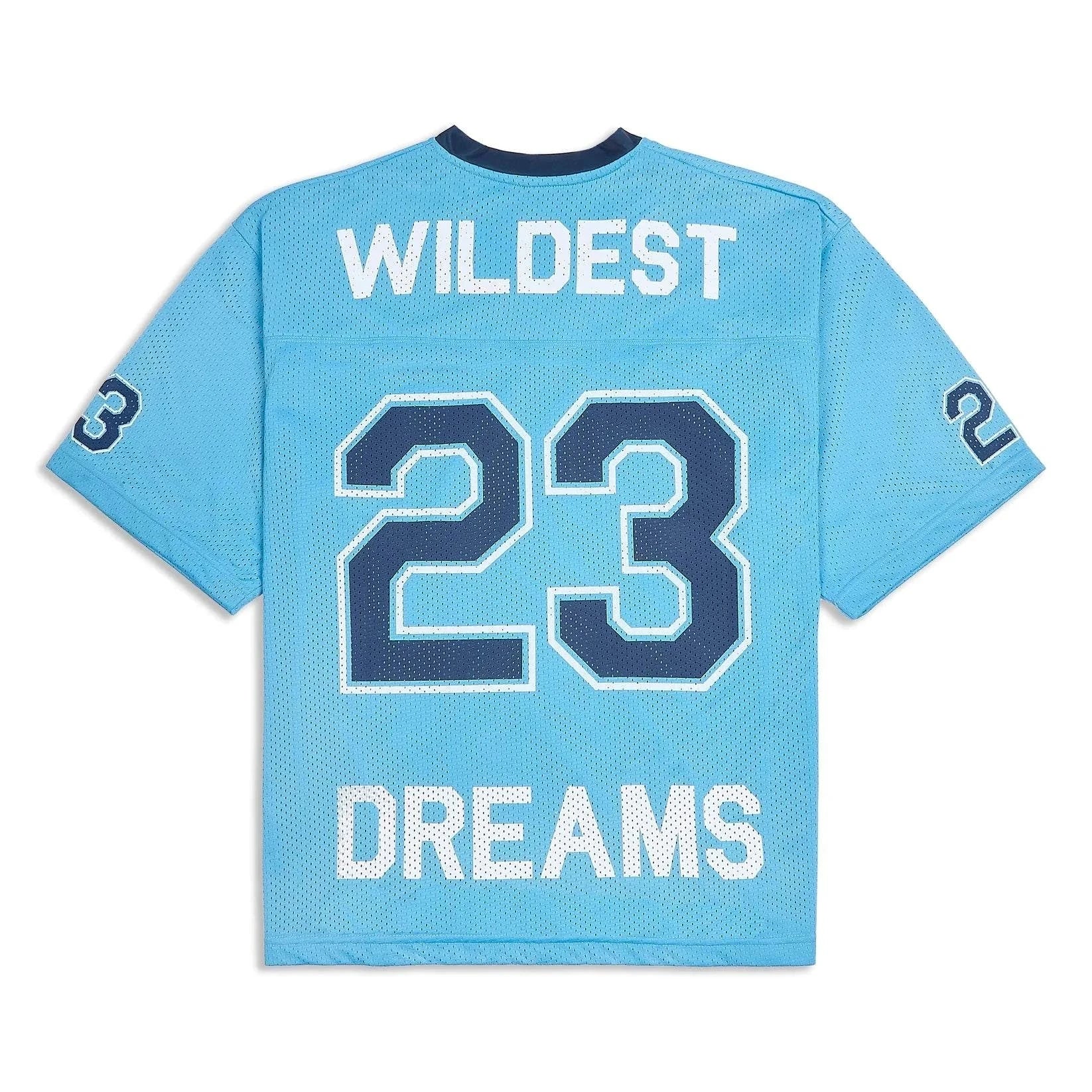 Wildest Dreams blue mesh jersey with number 23 and bold lettering design