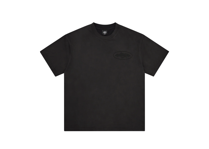 Corteiz Island Knockout Tee black front view with bold logo design