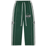 Vale Forever green stripe trackpants laid flat on white background
