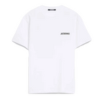 White Jacquemus The Saint Tropez T-shirt with black logo print on chest