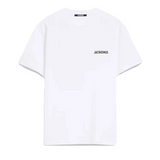 White Jacquemus The Saint Tropez T-shirt with black logo print on chest