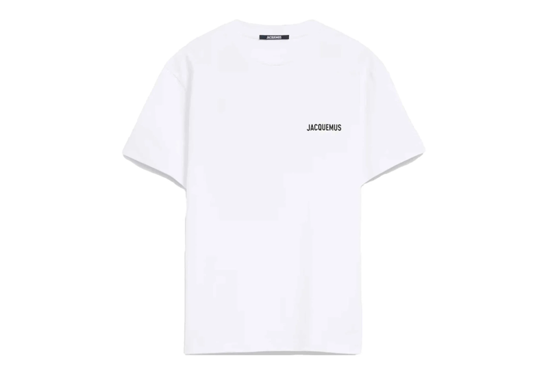 White Jacquemus The Saint Tropez T-shirt with black logo print on chest