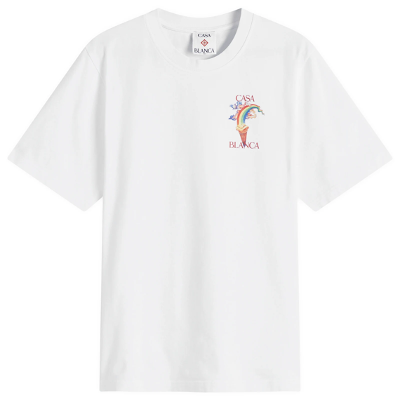 White Casablanca Nature teacher T-shirt with colorful logo design