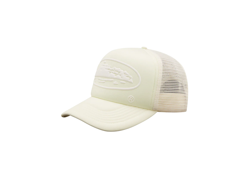 Off white Corteiz Alcatraz puff print trucker hat with mesh back