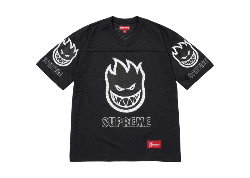 Supreme Spitfire black football jersey front view