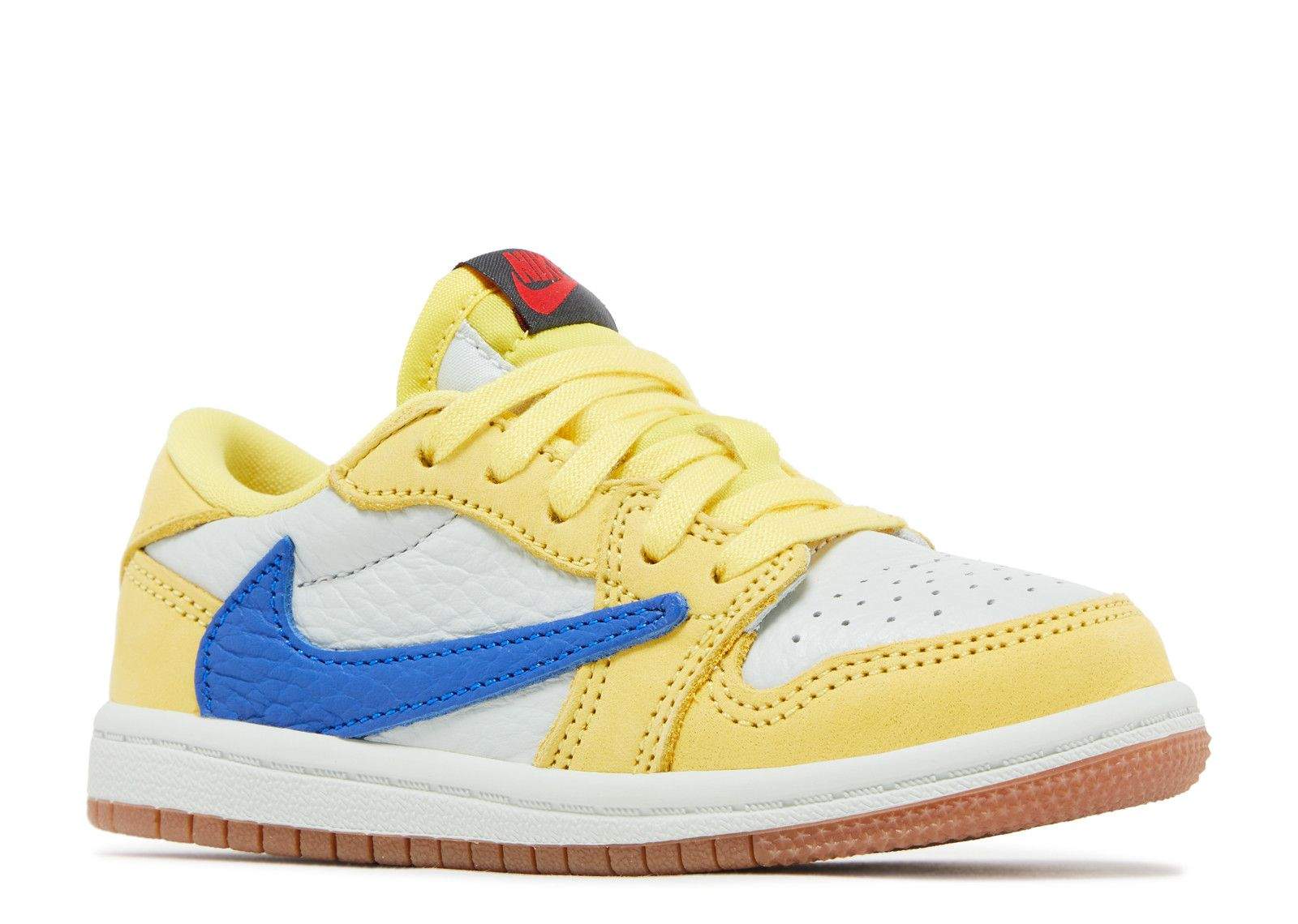 Travis Scott x Air Jordan 1 Retro Low OG SP TD Canary yellow and blue sneaker side view