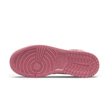 Air Jordan 1 Mid Coral Chalk GS sole view in pink.