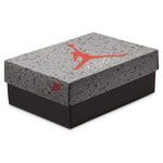 Air Jordan 4 Retro Bred Reimagined GS shoe box with speckled pattern and Jumpman logo.