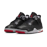 Air Jordan 4 Retro Bred Reimagined GS black and red sneakers for grade school.
