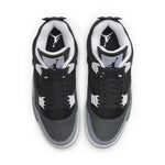 Air Jordan 4 Retro GS Fear sneakers, top view, black and grey design.