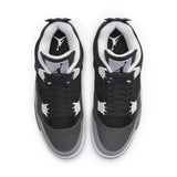 Air Jordan 4 Retro GS Fear sneakers, top view, black and grey design.
