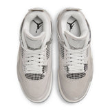 Air Jordan 4 Retro Frozen Moments (W) sneakers in icy silver and muted grey, featuring premium leather and suede.
