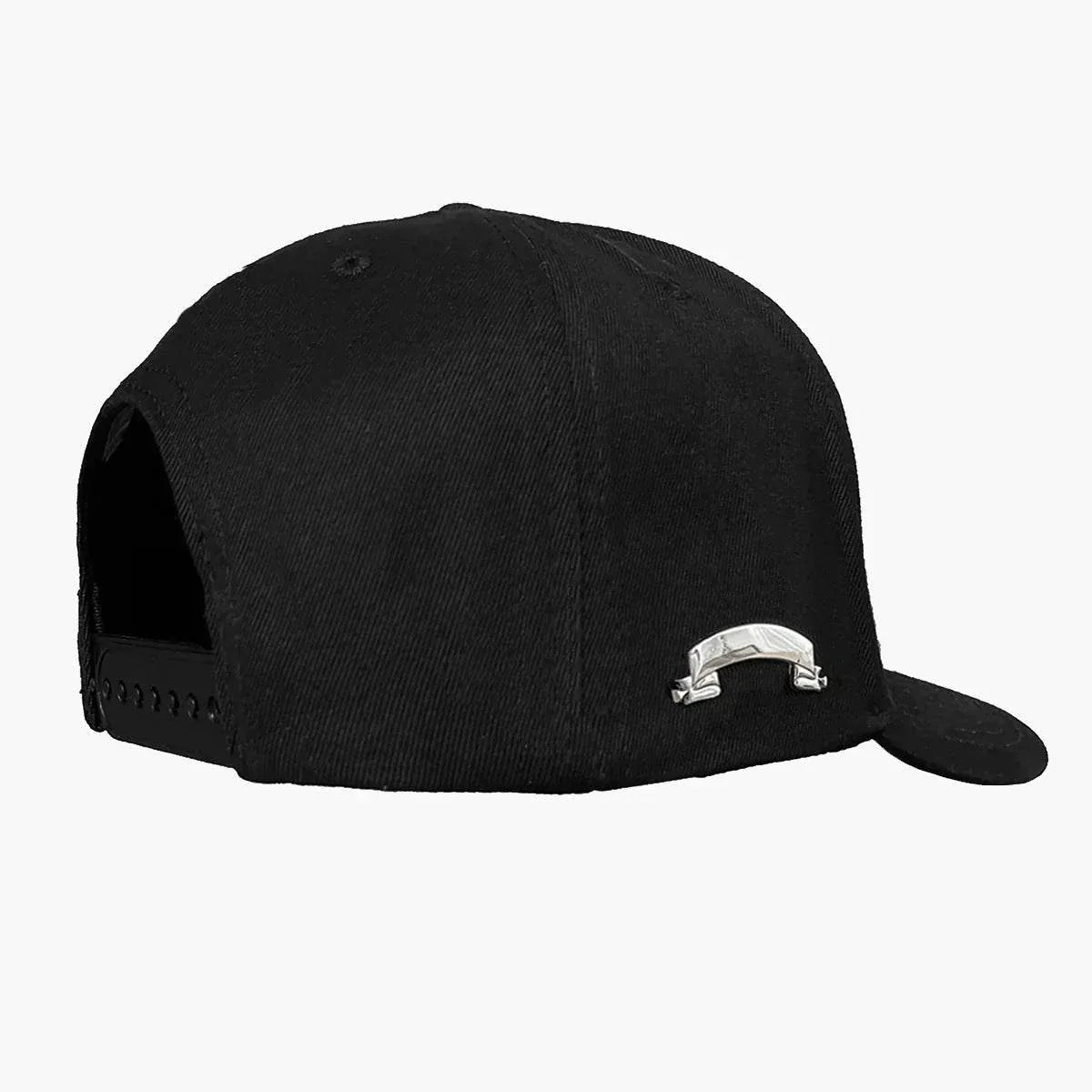 Askyurself AY black patch snapback cap featuring Acne Studios design