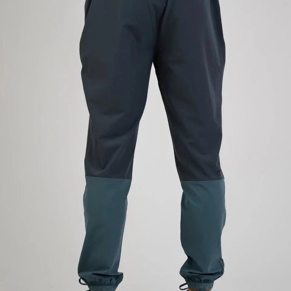 Reprimo Glide Pants in Azure and Shadow Blue, back view.