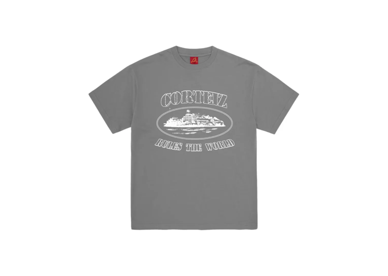 Corteiz OG Alcatraz Gully Grey T-shirt design.