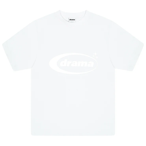 White Drama Call Oval Tee with logo print