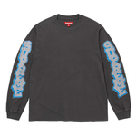 Supreme Cracked Sleeve long sleeve top in washed black