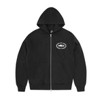 Corteiz BBK Royale black zip-up hoodie with front logo and kangaroo pockets