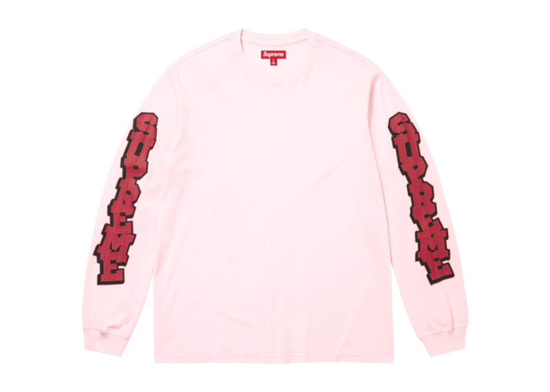 Supreme Cracked Sleeve long sleeve top in washed pink