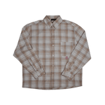Cherry Location Beige Shirt with plaid pattern and long sleeves