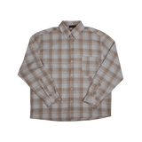 Cherry Location Beige Shirt with plaid pattern and long sleeves