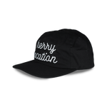 Cherry Location black cap with white embroidered text and curved brim