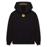Black Broken Planet Market Cosmic Speed Hoodie with yellow logo on the back.