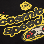 BROKEN PLANET MARKET COSMIC SPEED HOODIE design with yellow and black graphics.