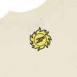 BROKEN PLANET MARKET Foot on the Gas T-shirt in vanilla white with sun logo.