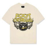 BROKEN PLANET MARKET "Foot on the Gas" vanilla white T-shirt.