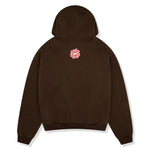 Broken Planet mocha brown hoodie, back view with logo.