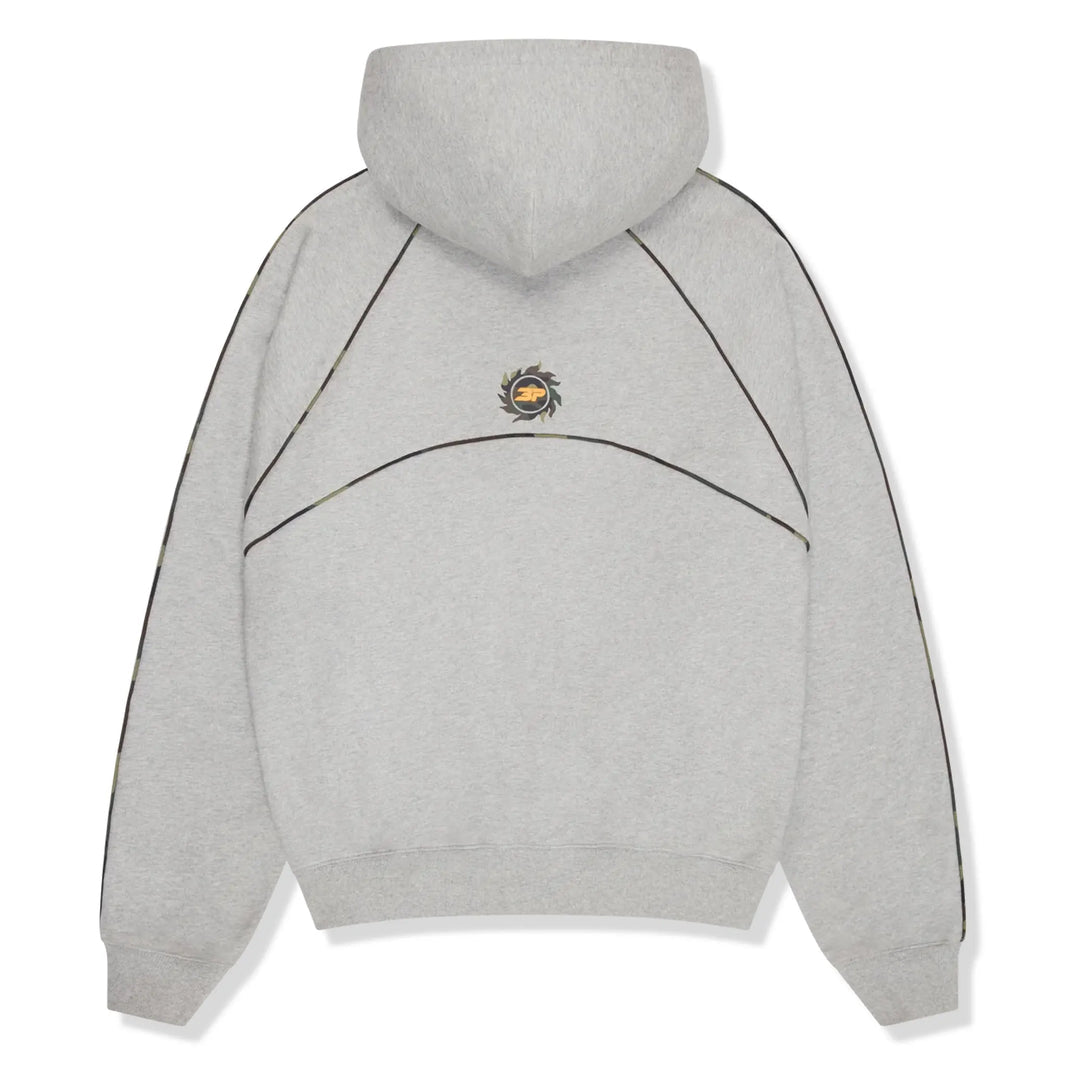 Broken Planet Market Performance Hoodie in grey with unique back design.