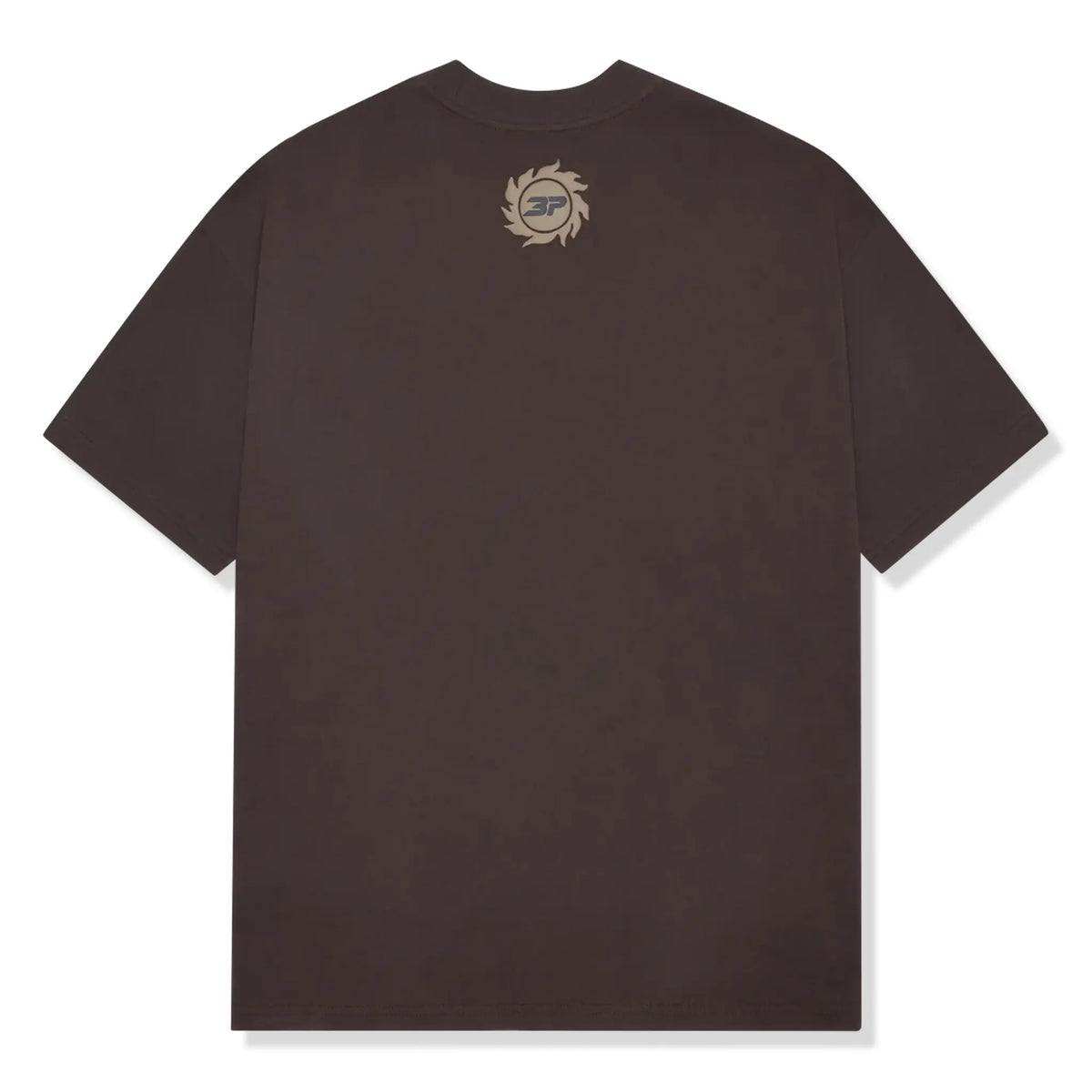 Mocha brown Broken Planet Space Trails t-shirt with cosmic graphic design, made of soft cotton for comfort.