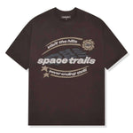 Mocha brown t-shirt with cosmic graphic design by Broken Planet.