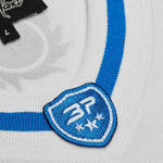 BROKEN PLANET MARKET Football Jersey in white/blue with embroidered logo.