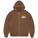 Corteiz Island Puff Print Zip Hoodie Brown