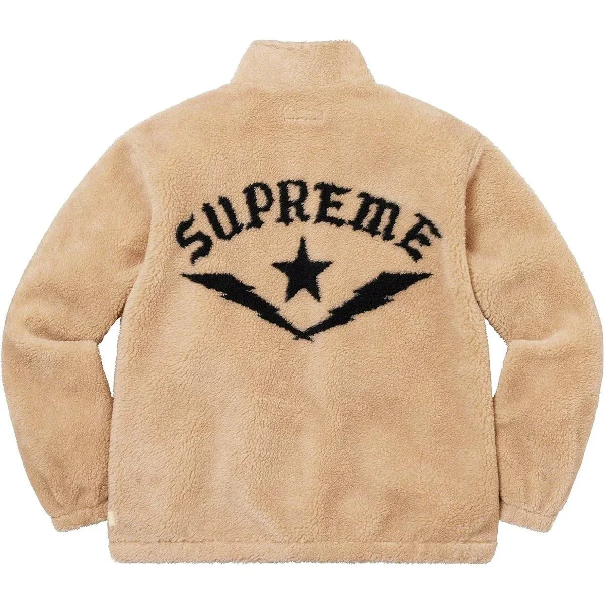 Supreme Star Fleece Jacket natural beige with black star and logo on back