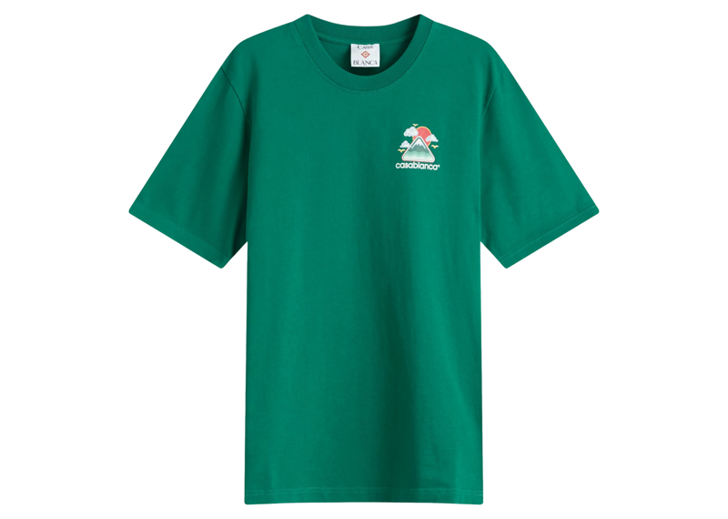 Casablanca Montagne Ondulee green t-shirt with wavy mountain design