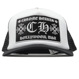 Chrome Hearts CH Hollywood white trucker hat front view