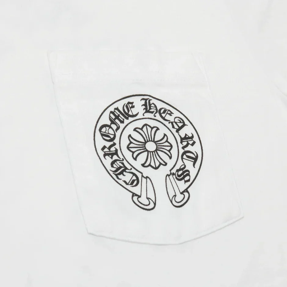 White Chrome Hearts Horse Shoe pocket logo T-shirt